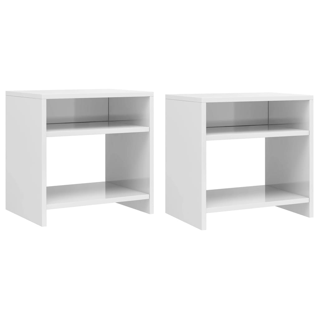 Vetonek Mesitas de noche 2 uds madera contrachapada blanco 40x30x40 cm