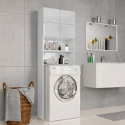 Glossy white washing machine cabinet 64x25.5x190 cm v1949 Vetonek