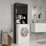 Glossy black washing machine cabinet 64x25.5x190 cm v1956 Vetonek