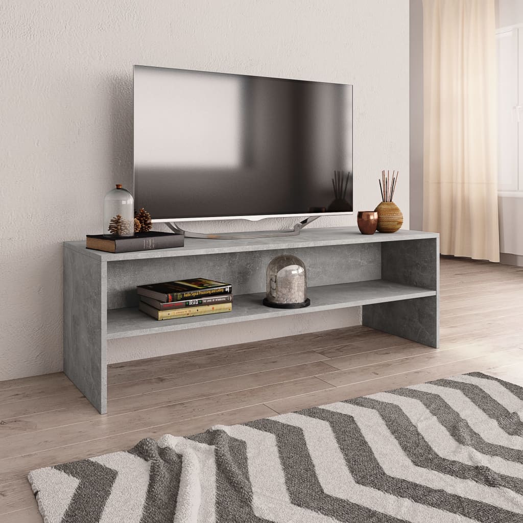 Vetonek Mueble de TV madera contrachapada gris hormigón 120x40x40 cm