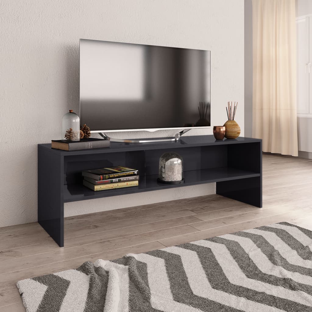 Vetonek Mueble de TV madera contrachapada gris brillante 120x40x40 cm