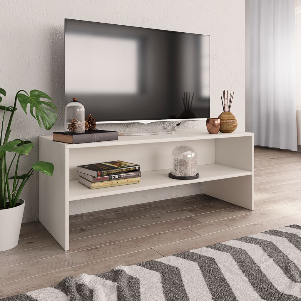 Vetonek Mueble para TV madera contrachapada blanco 100x40x40 cm