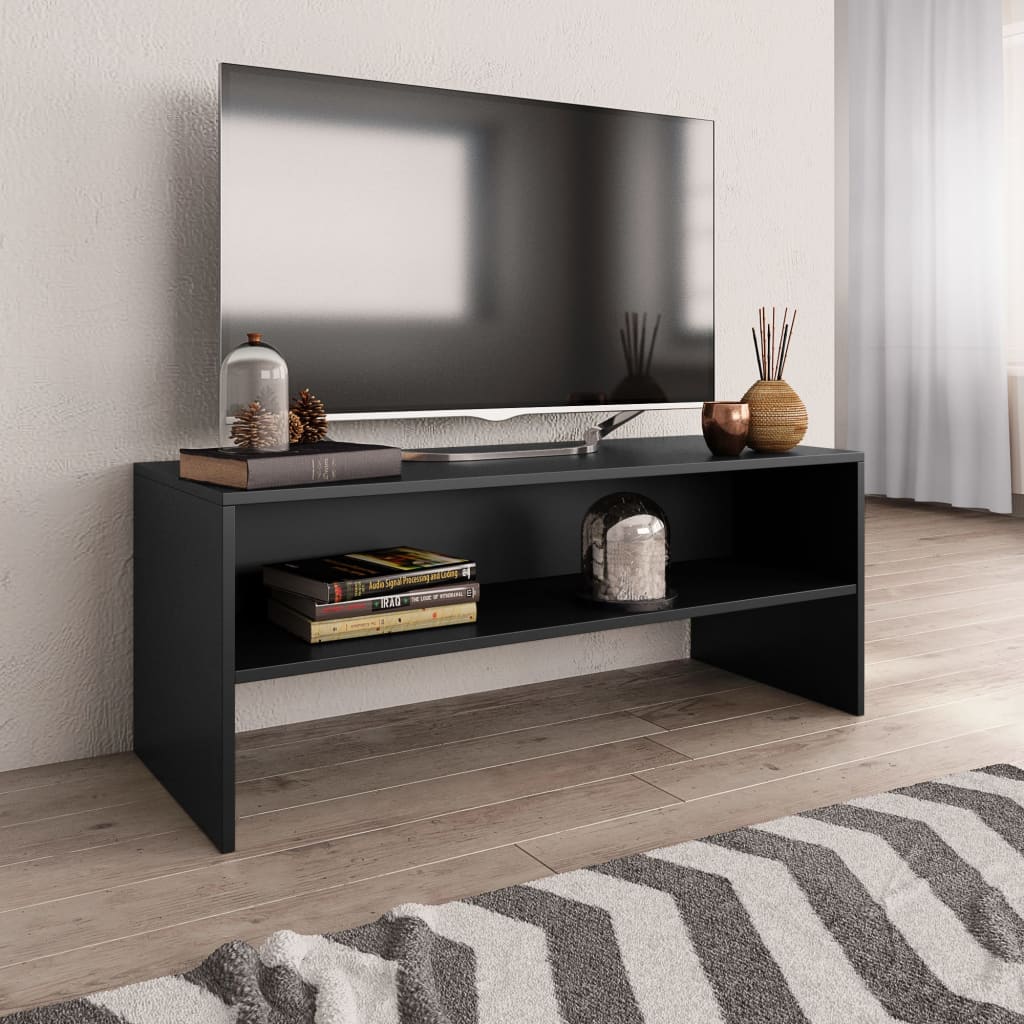 Vetonek Mueble para TV madera contrachapada negro100x40x40 cm