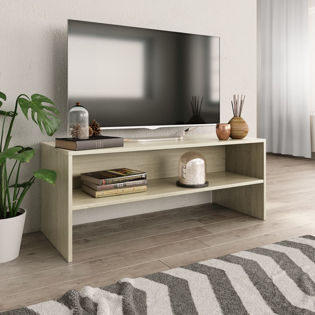 Vetonek Mueble de TV madera contrachapada color roble 100x40x40cm