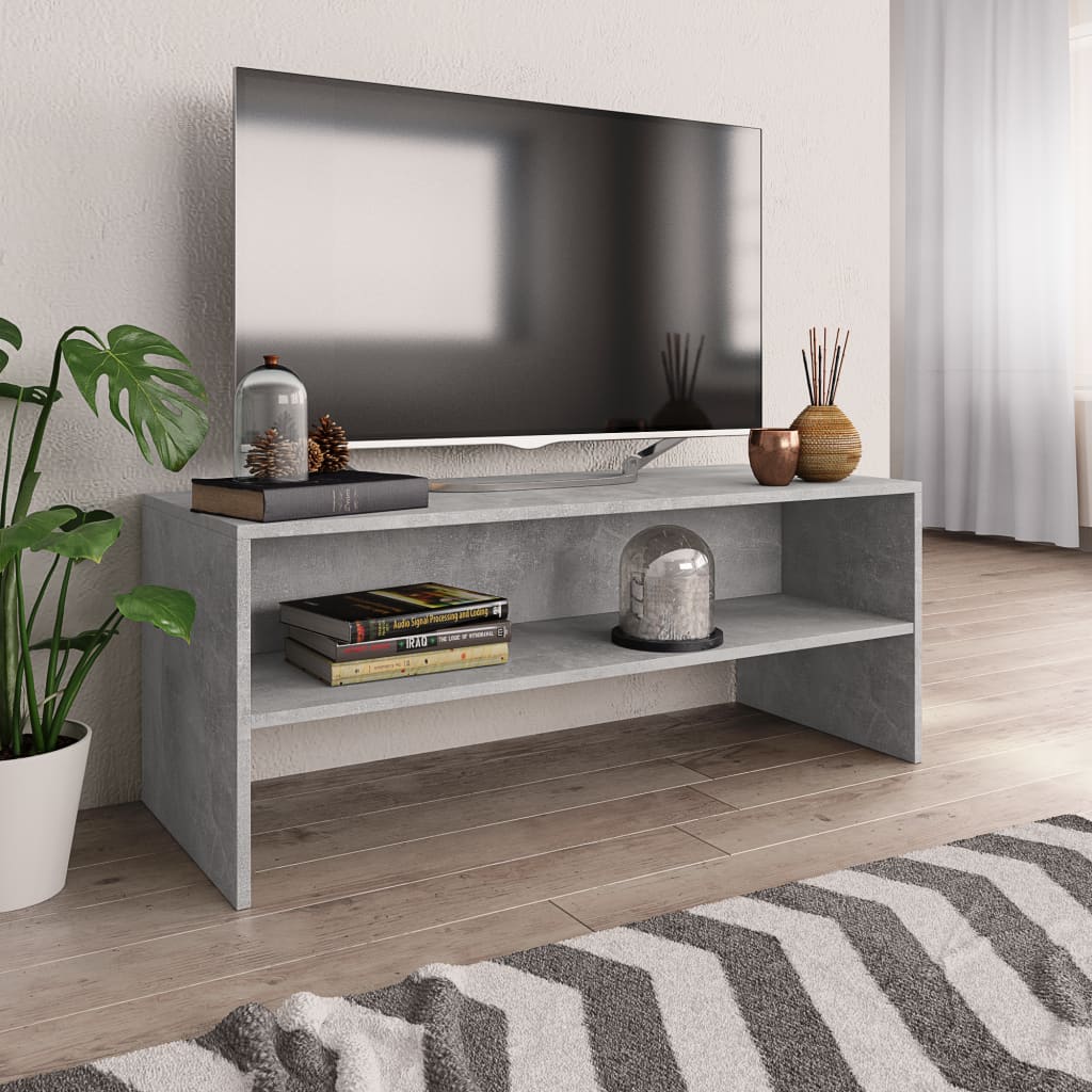 Vetonek Mueble de TV madera contrachapada gris hormigón 100x40x40 cm