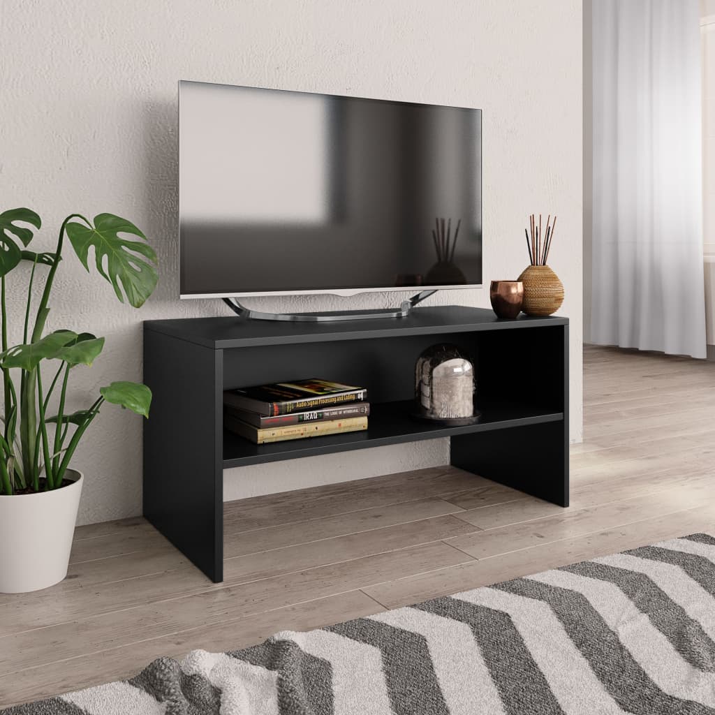 Vetonek Mueble para TV madera contrachapada negro 80x40x40 cm