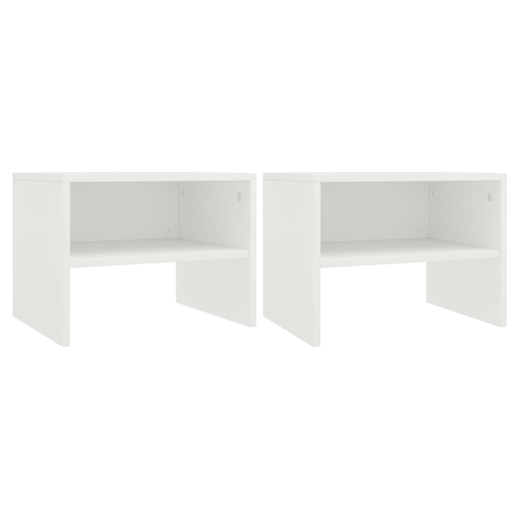 Vetonek Mesitas de noche 2 uds madera contrachapada blanco 40x30x30 cm