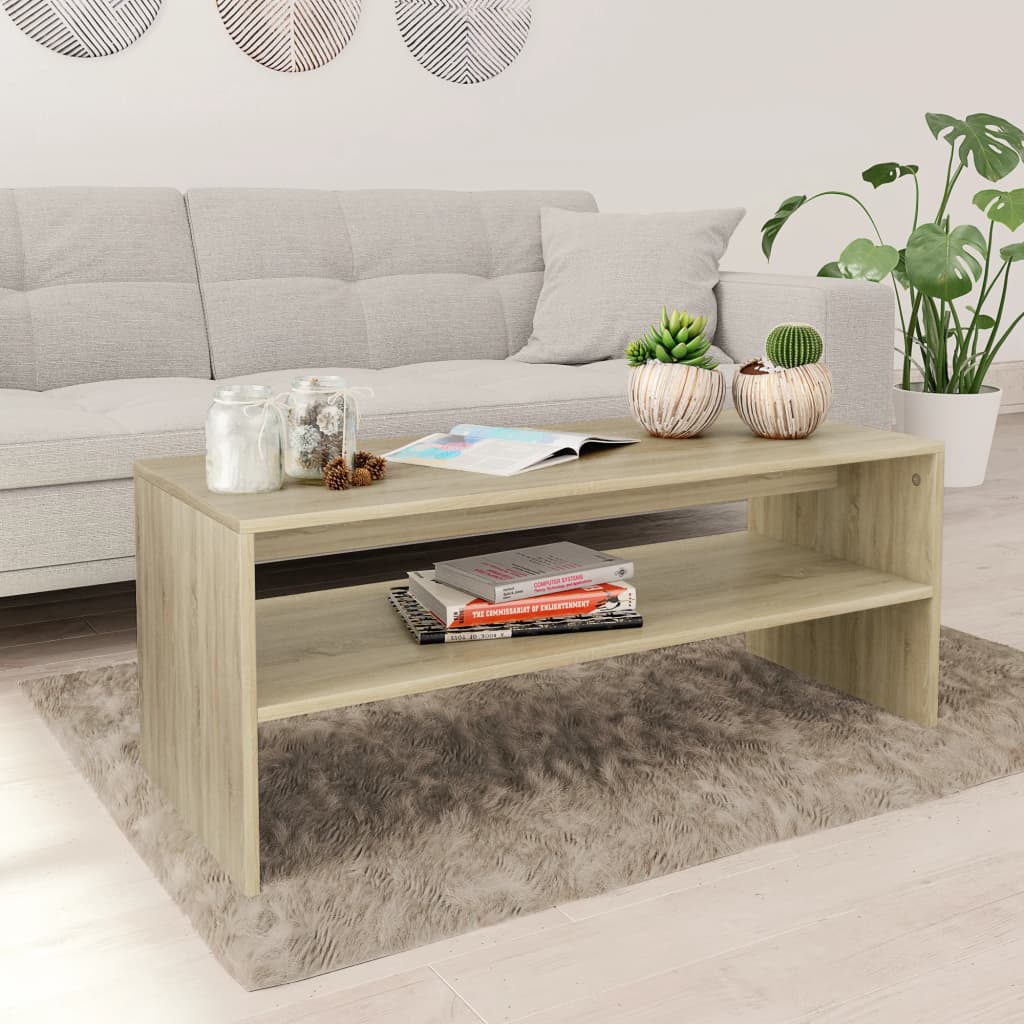 Vetonek Mesa de centro madera contrachapada roble Sonoma 100x40x40 cm