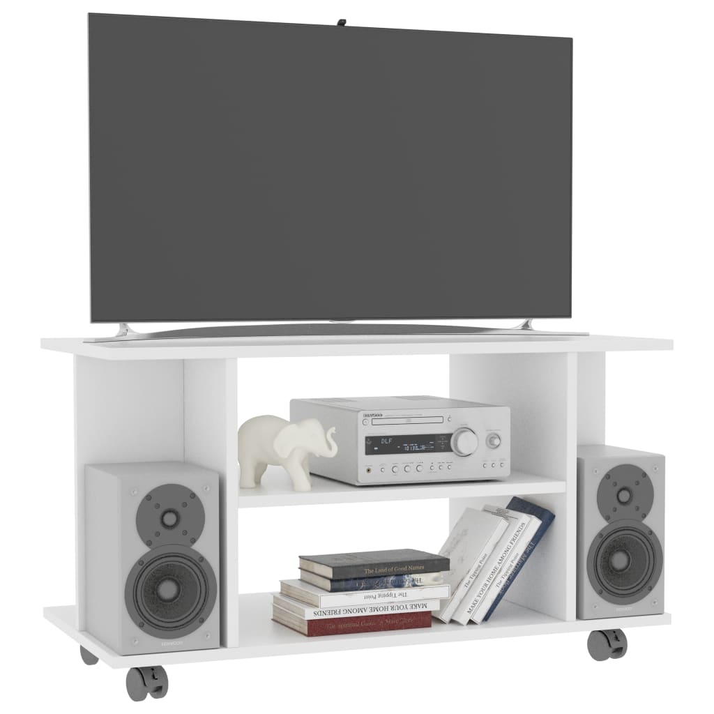 Mueble de TV con ruedas madera de ingeniería blanco 80x40x45 cm vidaXL