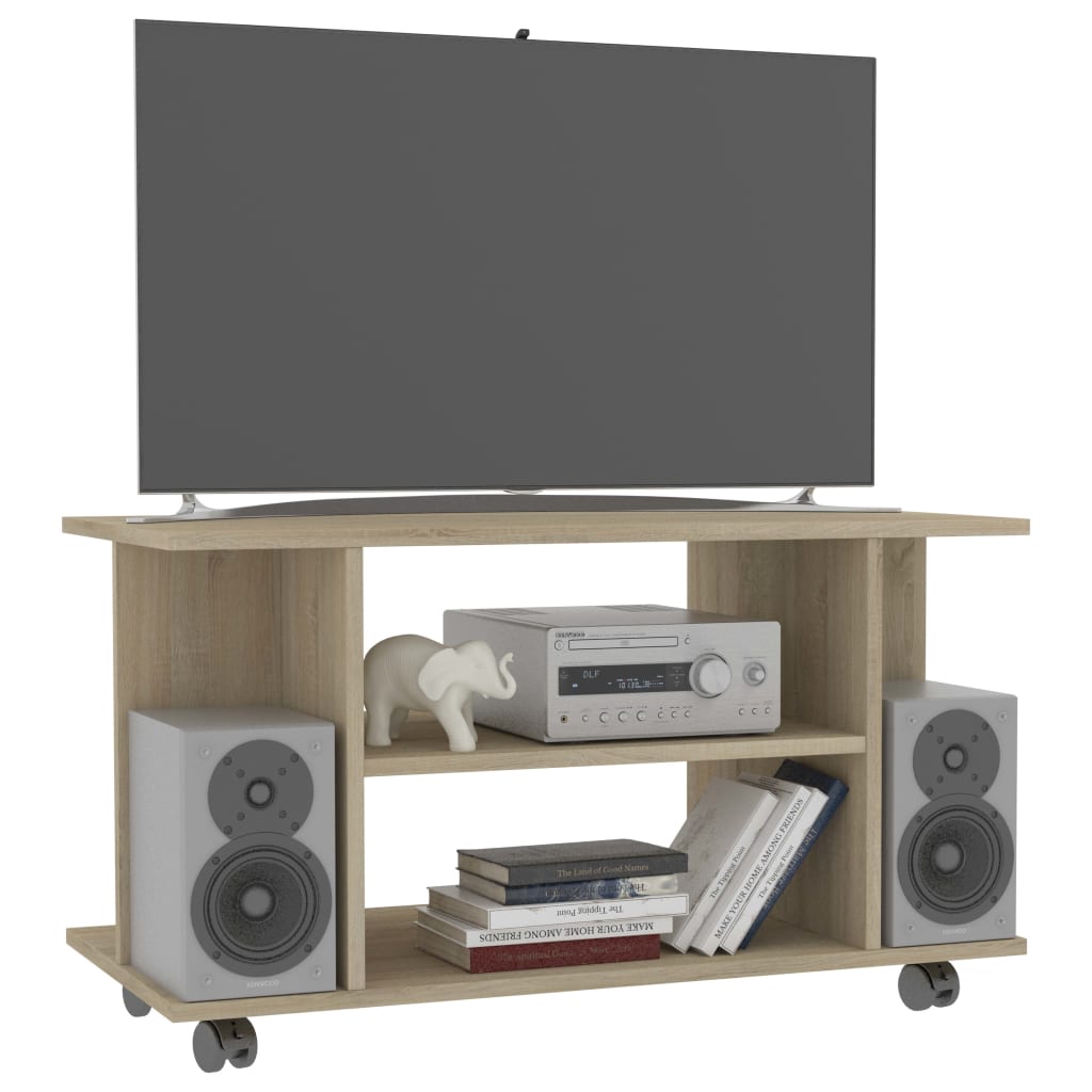 Mueble de TV ruedas madera sintetizada Nexus roble Sonoma 80x40x45 cm