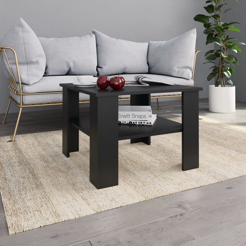 Vetonek Mesa de centro madera contrachapada negro 60x60x42 cm