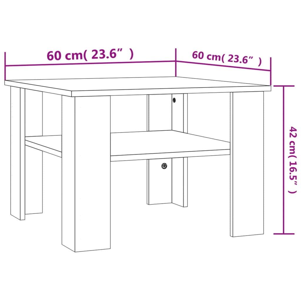 Mesa de centro madera roble Sonoma 60x60x42 cm vidaXL