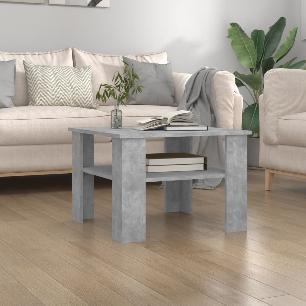 Vetonek Mesa de centro madera contrachapada gris hormigón 60x60x42 cm