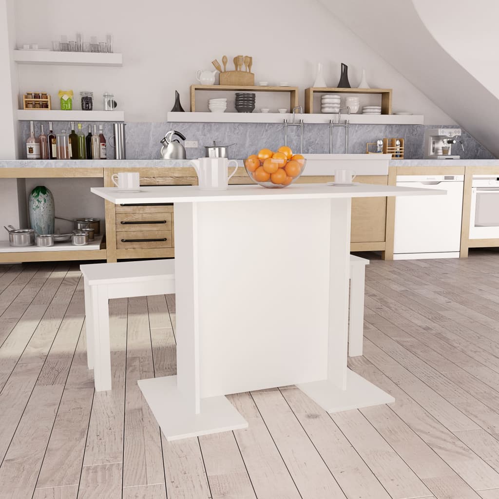 Vetonek Mesa de comedor de madera contrachapada blanco 110x60x75 cm