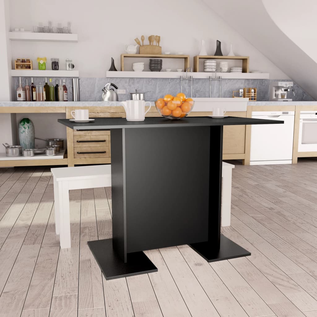 Vetonek Mesa de comedor de madera contrachapada negro 110x60x75 cm