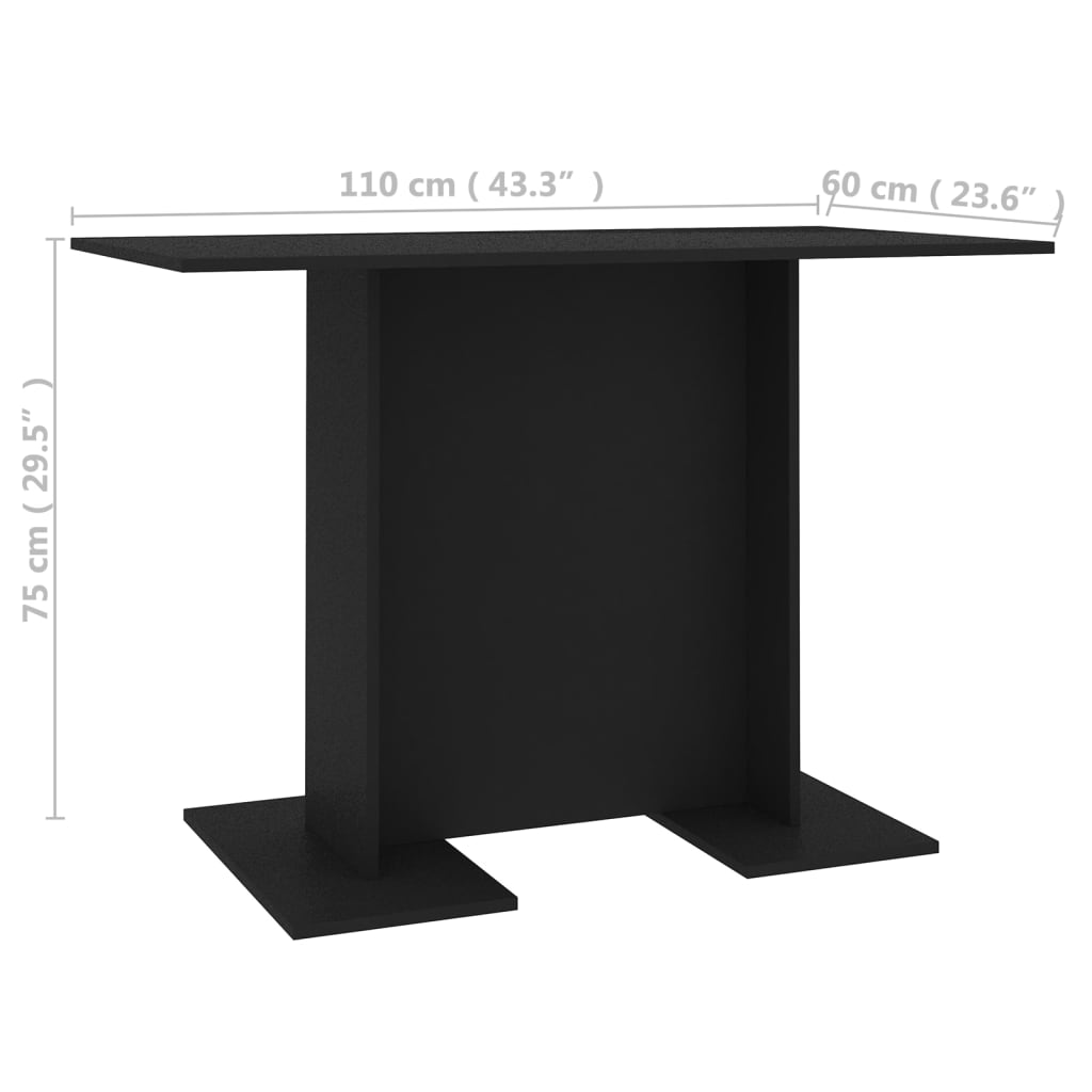 Mesa de comedor de madera negro 110x60x75 cm vidaXL