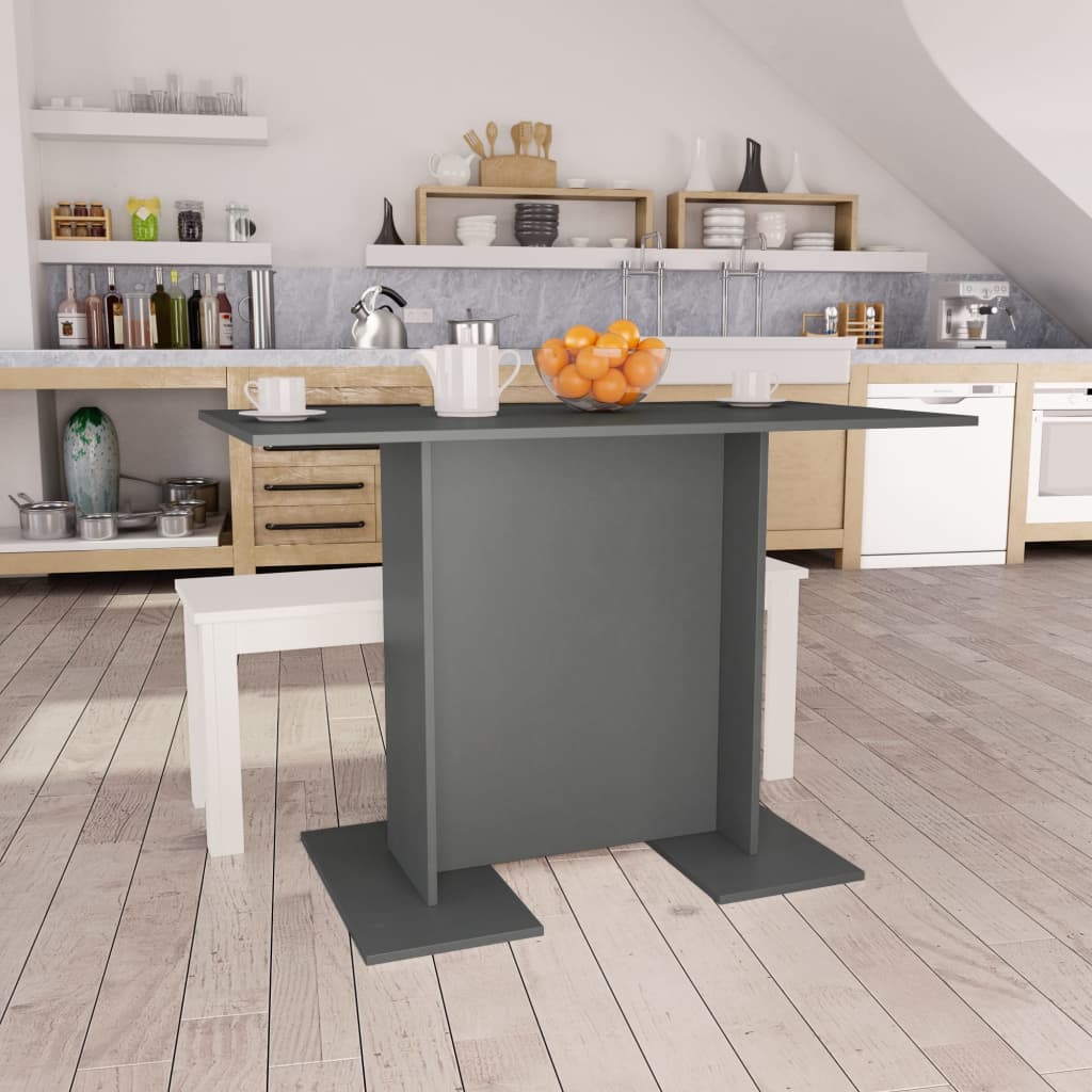 Vetonek Mesa de comedor de madera contrachapada gris 110x60x75 cm