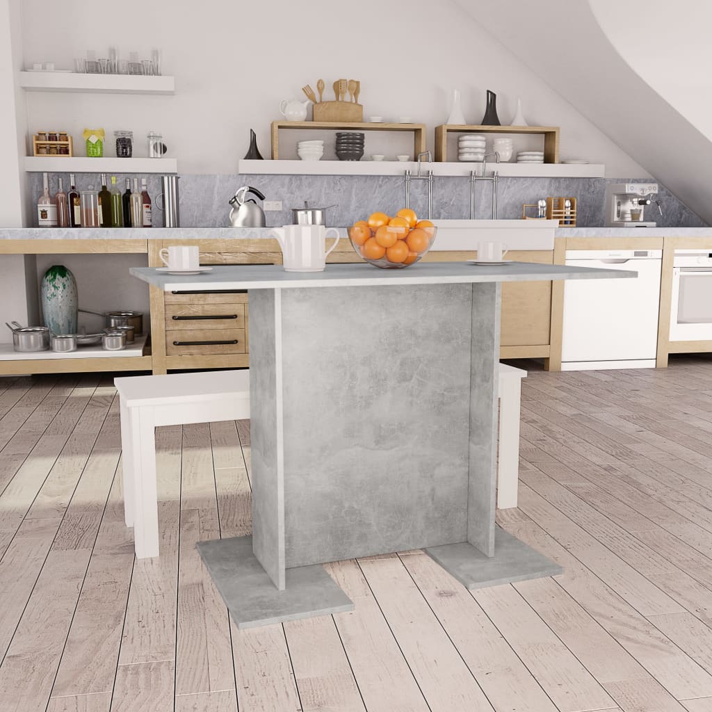 Vetonek Mesa de comedor de madera gris hormigón 110x60x75 cm