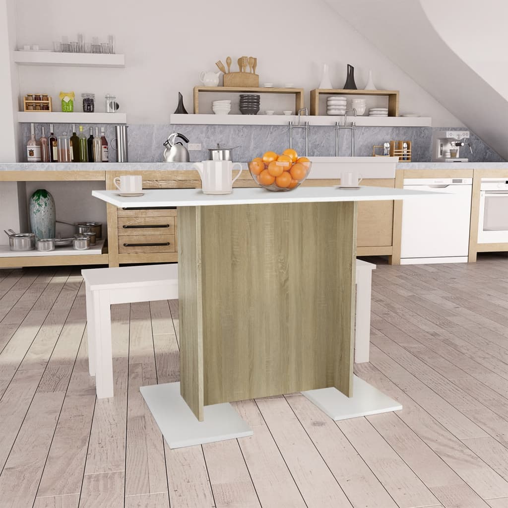 Vetonek Mesa de comedor madera contrachapada blanco roble 120x60x76 cm