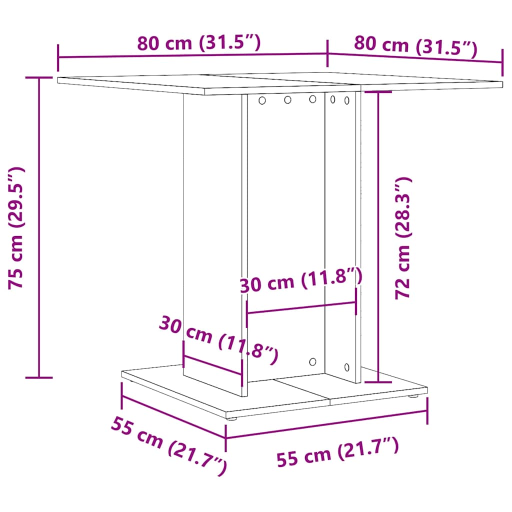 Mesa de comedor de madera blanco 80x80x75 cm vidaXL