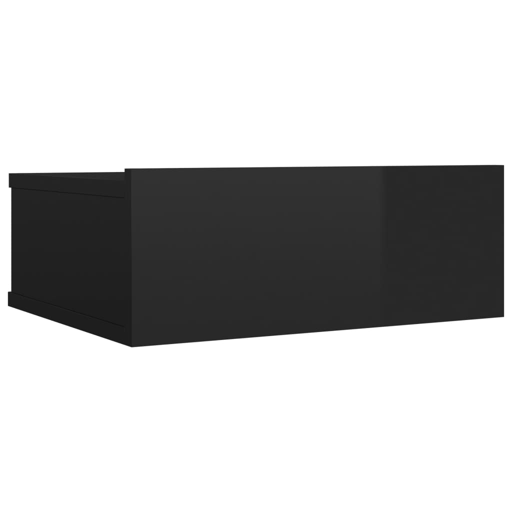 Mesita de noche flotantes negro brillo 40x30x15cm - Vetonek