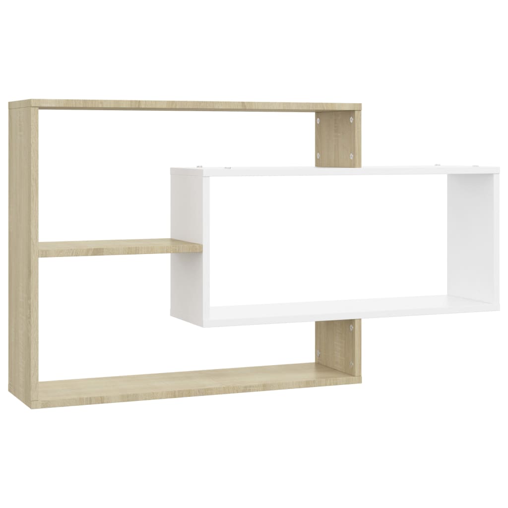 Estantes de pared blanco y roble 104x20x58,5 cm vidaXL