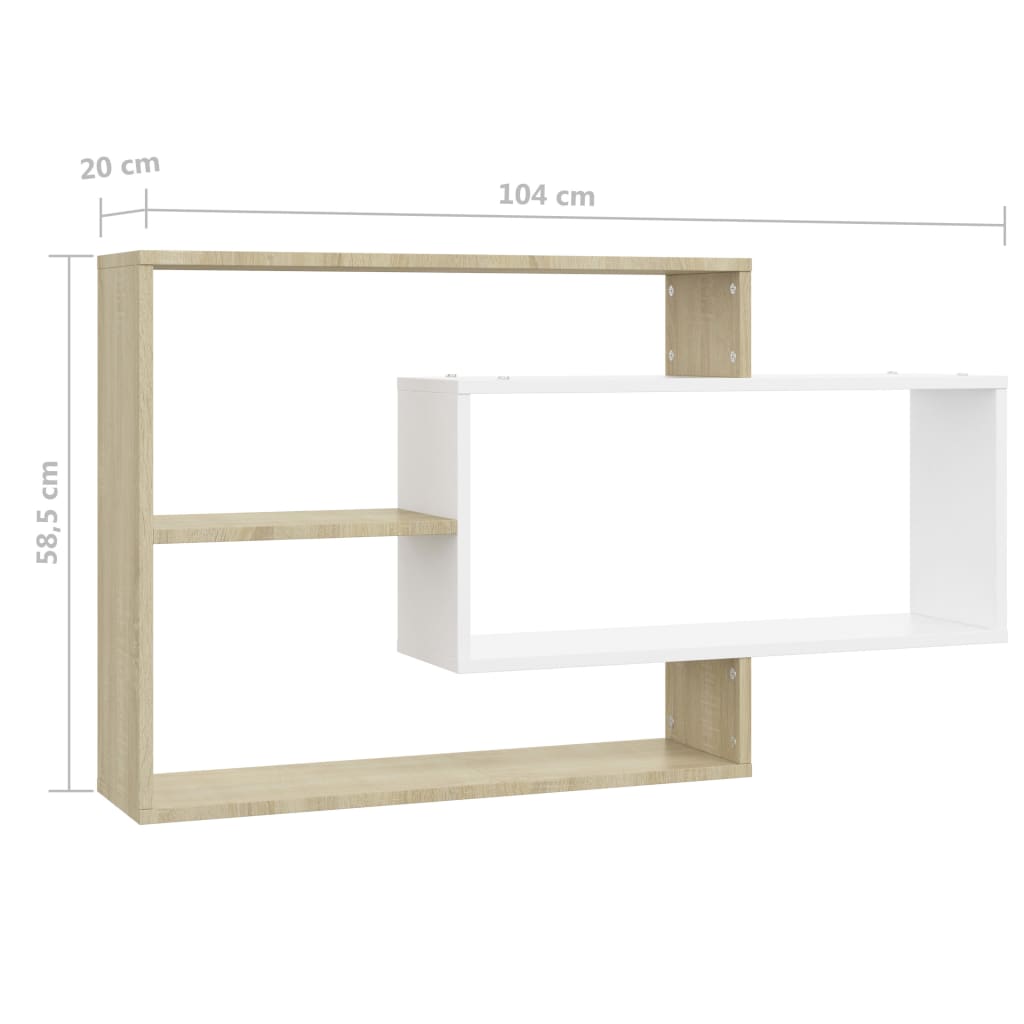 Estantes de pared blanco y roble 104x20x58,5 cm vidaXL