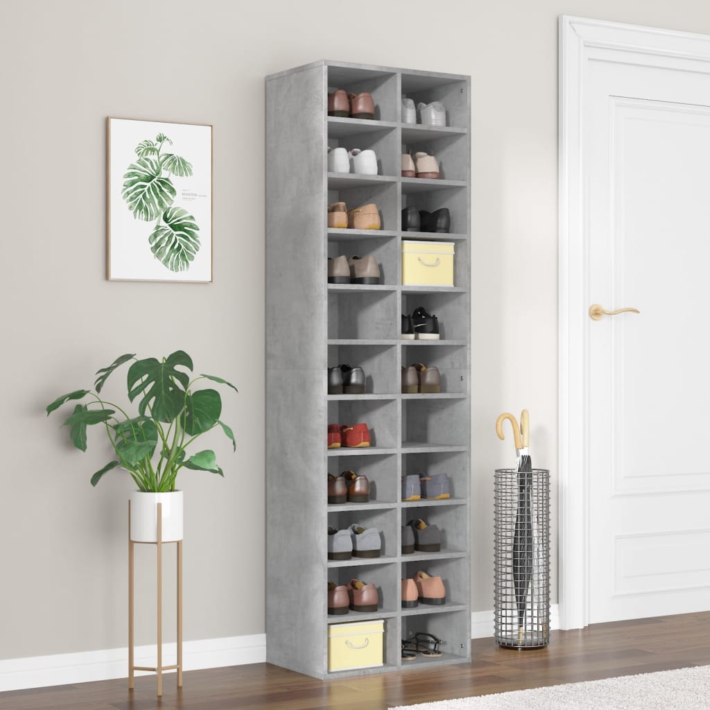 Vetonek Mueble zapatero de contrachapada gris hormigón 80x35,5x180 cm