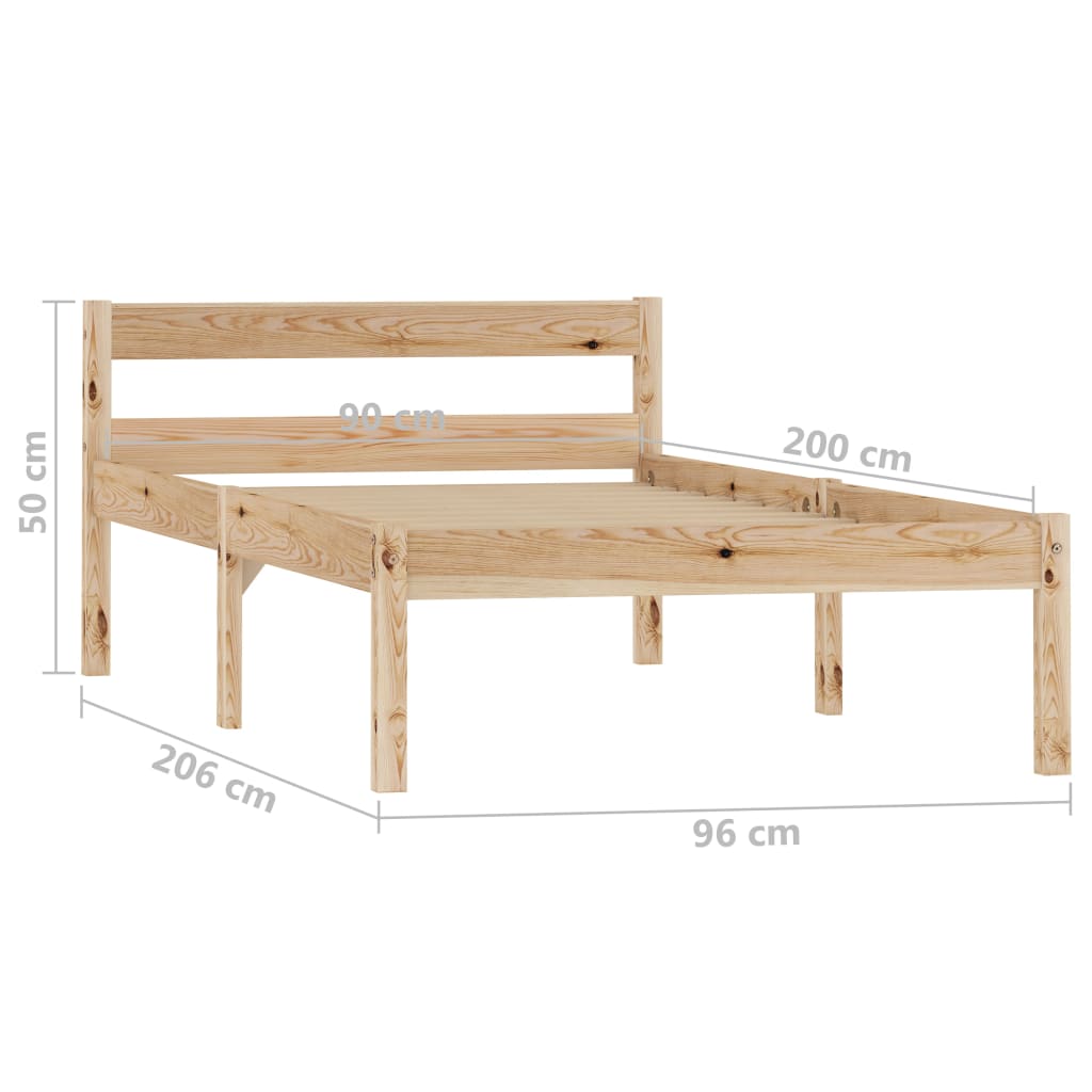 Estructura de cama sin colchón madera maciza de pino 90x200 cm - Vetonek