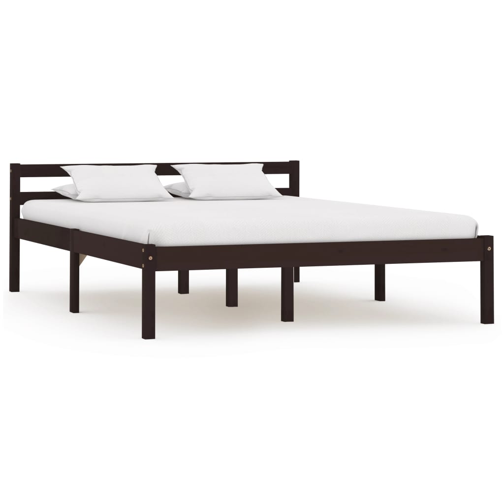 Vetonek Estructura de cama madera maciza pino marrón oscuro 140x200 cm