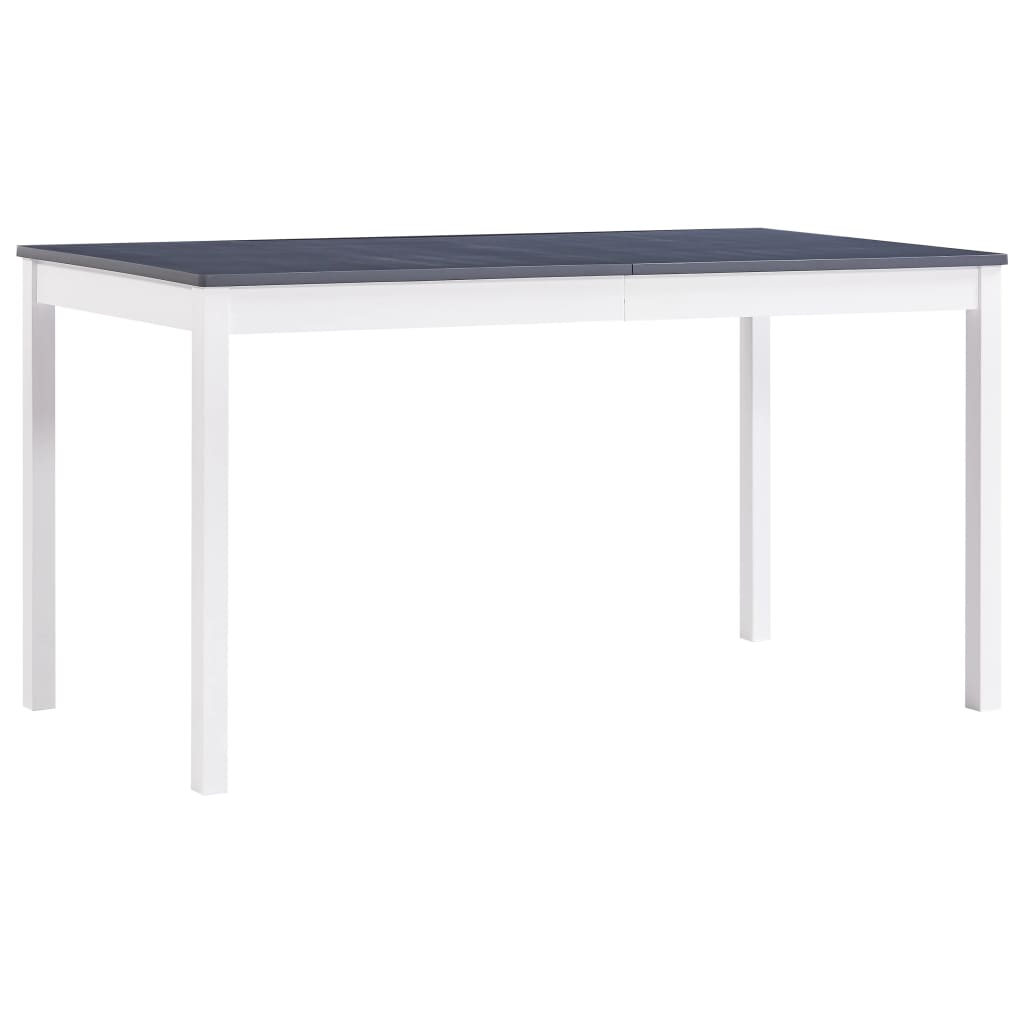 Vetonek Mesa de comedor de madera de pino blanco y gris 140x70x73 cm