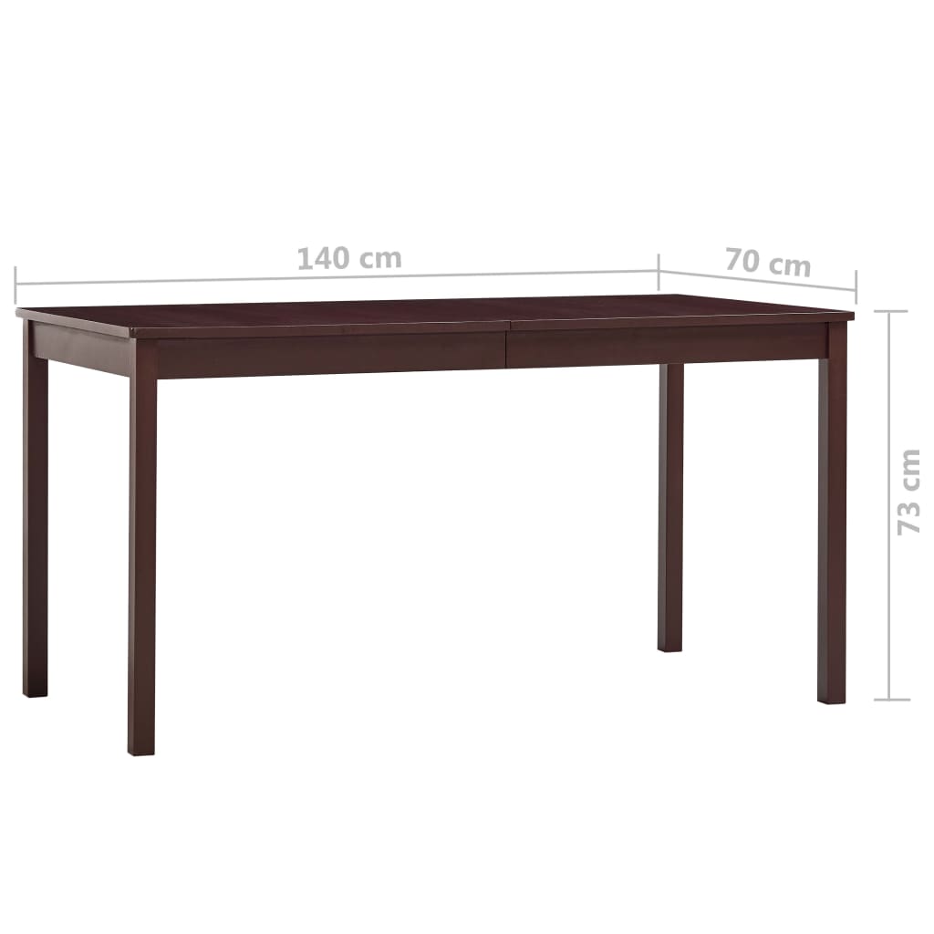 Mesa de comedor de madera de pino marrón oscuro 140x70x73 cm vidaXL