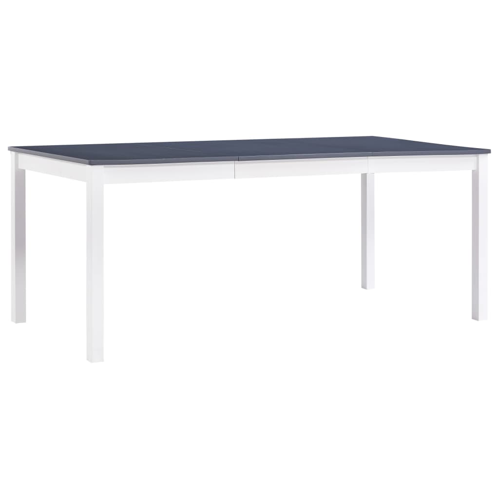 Vetonek Mesa de comedor de madera de pino blanco y gris 180x90x73 cm