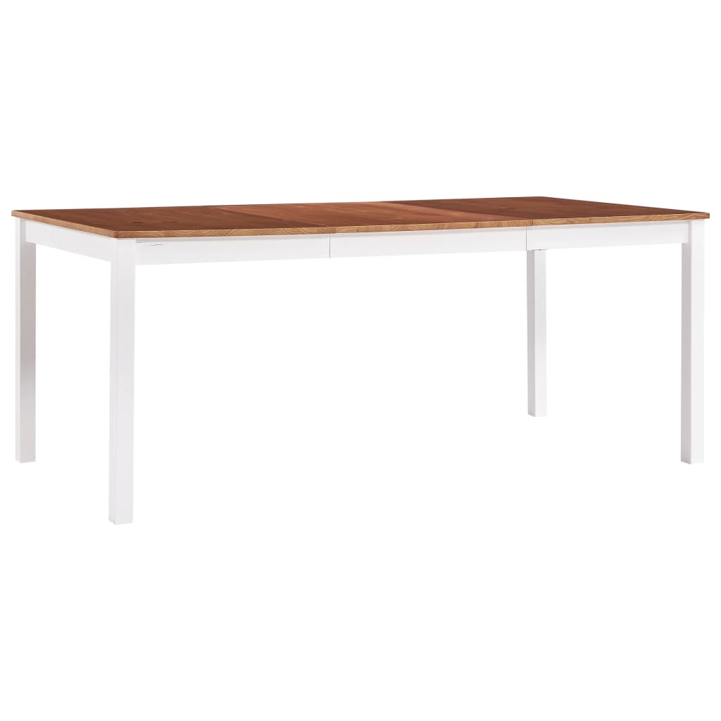 Vetonek Mesa de comedor de madera de pino blanco y marrón 180x90x73 cm