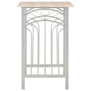 Set mesa y sillas altas de cocina 3 piezas madera y acero v8405 - Vetonek