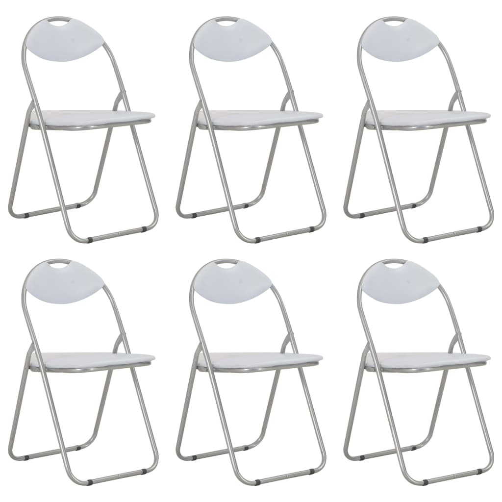 Vetonek Sillas de comedor plegables 6 unidades cuero sintético blanco