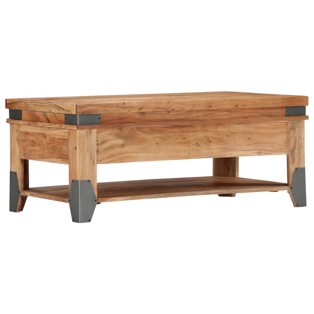 Mesa de centro de madera maciza de acacia 110x52x45 cm