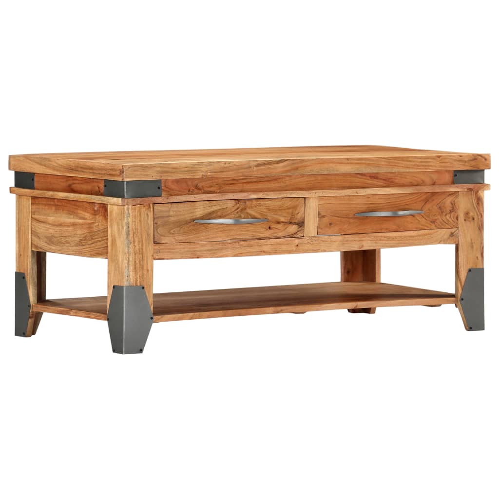 Vetonek Mesa de centro de madera maciza de acacia 110x52x45 cm