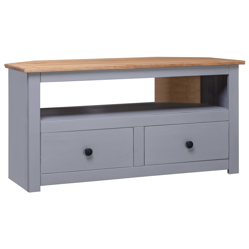 Vetonek Mueble esquinero TV madera pino estilo Panamá gris 93x49x49 cm