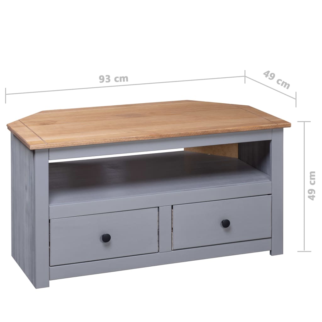 Mueble esquinero TV madera pino estilo Panamá gris 93x49x49 cm