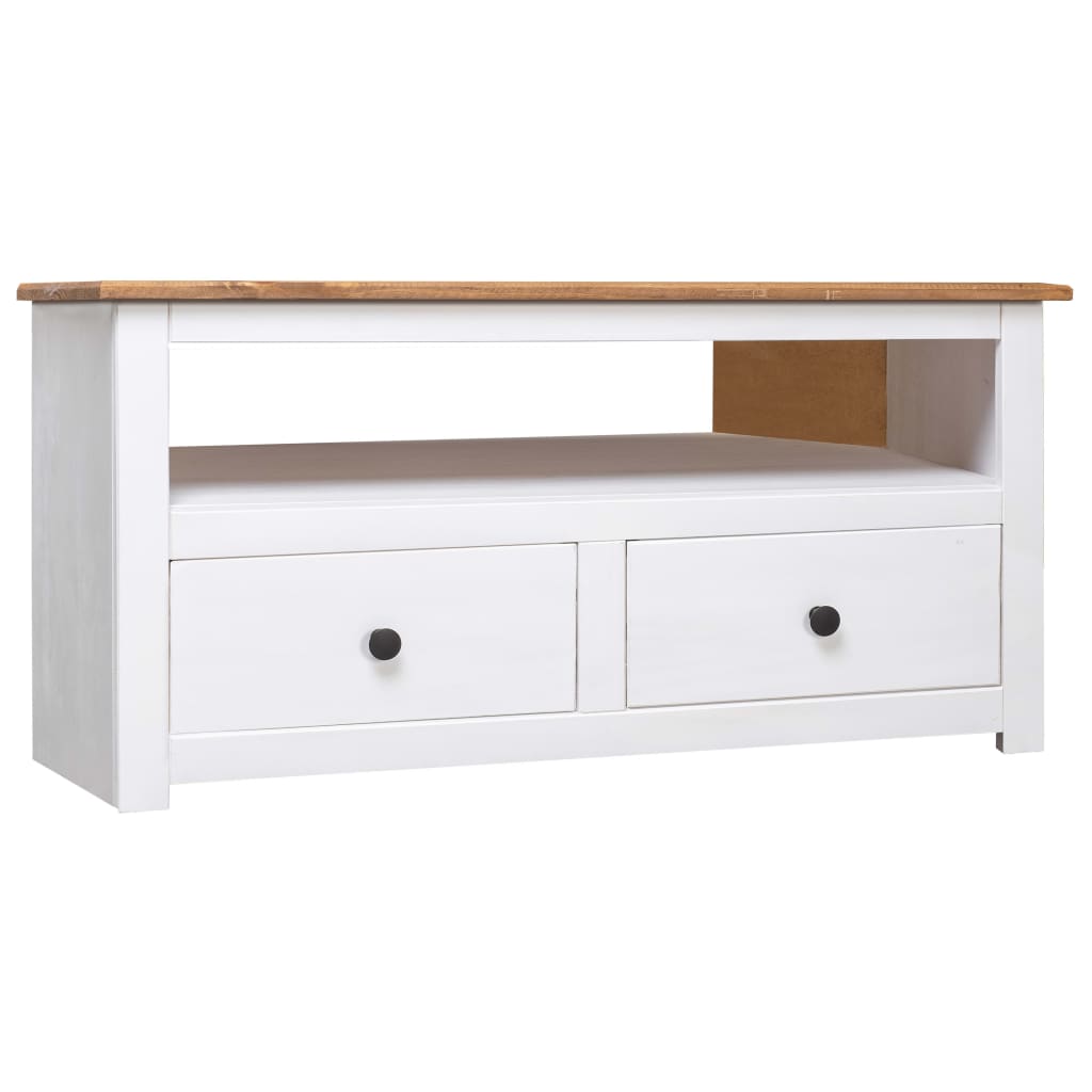 Vetonek Mueble esquinero TV madera pino estilo Panamá blanco 93x49x49cm