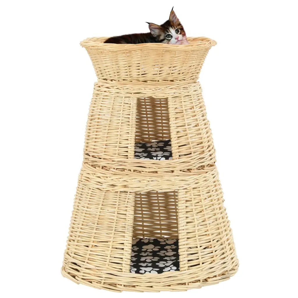 Vetonek Set cestas de gatos 3 uds. con cojines sauce natural 47x34x60cm