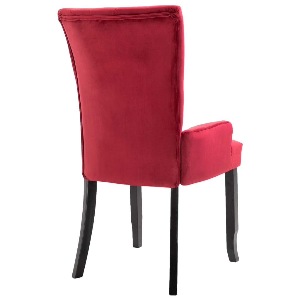 Sillas de comedor con reposabrazos terciopelo rojo 2 unidades vidaXL