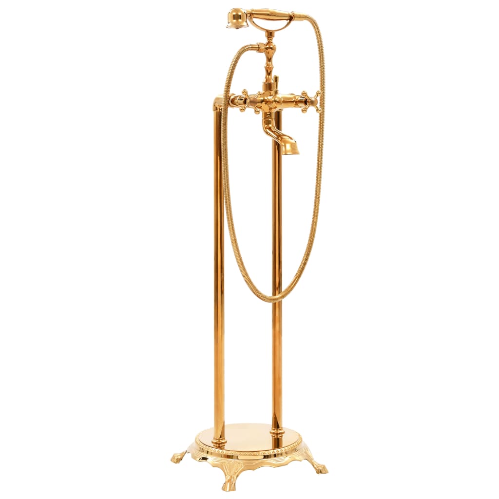 Grifo para bañera de pie acero inoxidable dorado 99,5 cm