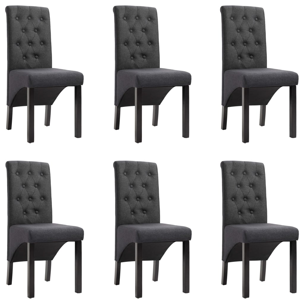 Vetonek Sillas de comedor 6 unidades tela gris oscuro