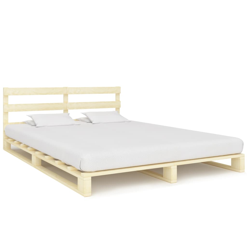 Vetonek Estructura cama palets sin colchón madera maciza pino 160x200cm