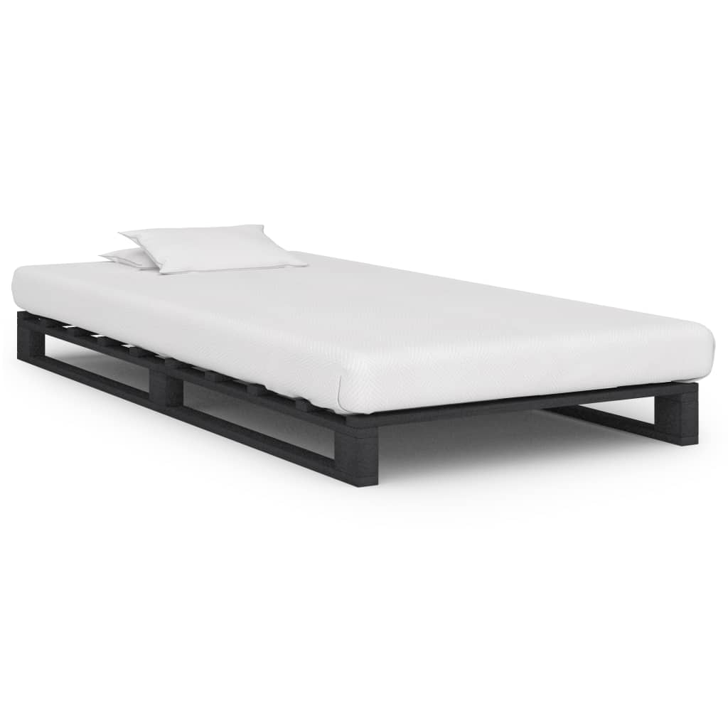 Vetonek Estructura cama palets sin colchón madera maciza gris 100x200cm