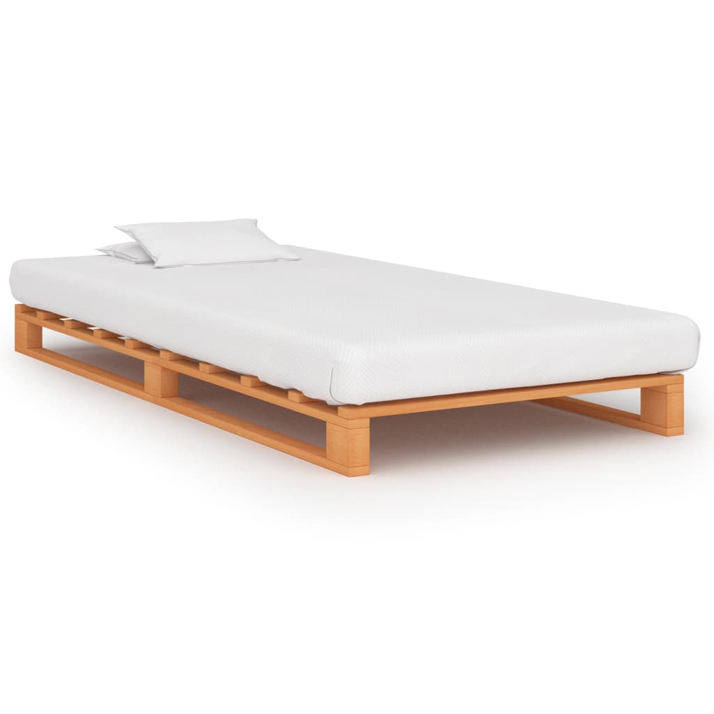 Vetonek Marco de cama palets sin colchón madera maciza marrón 90x200 cm