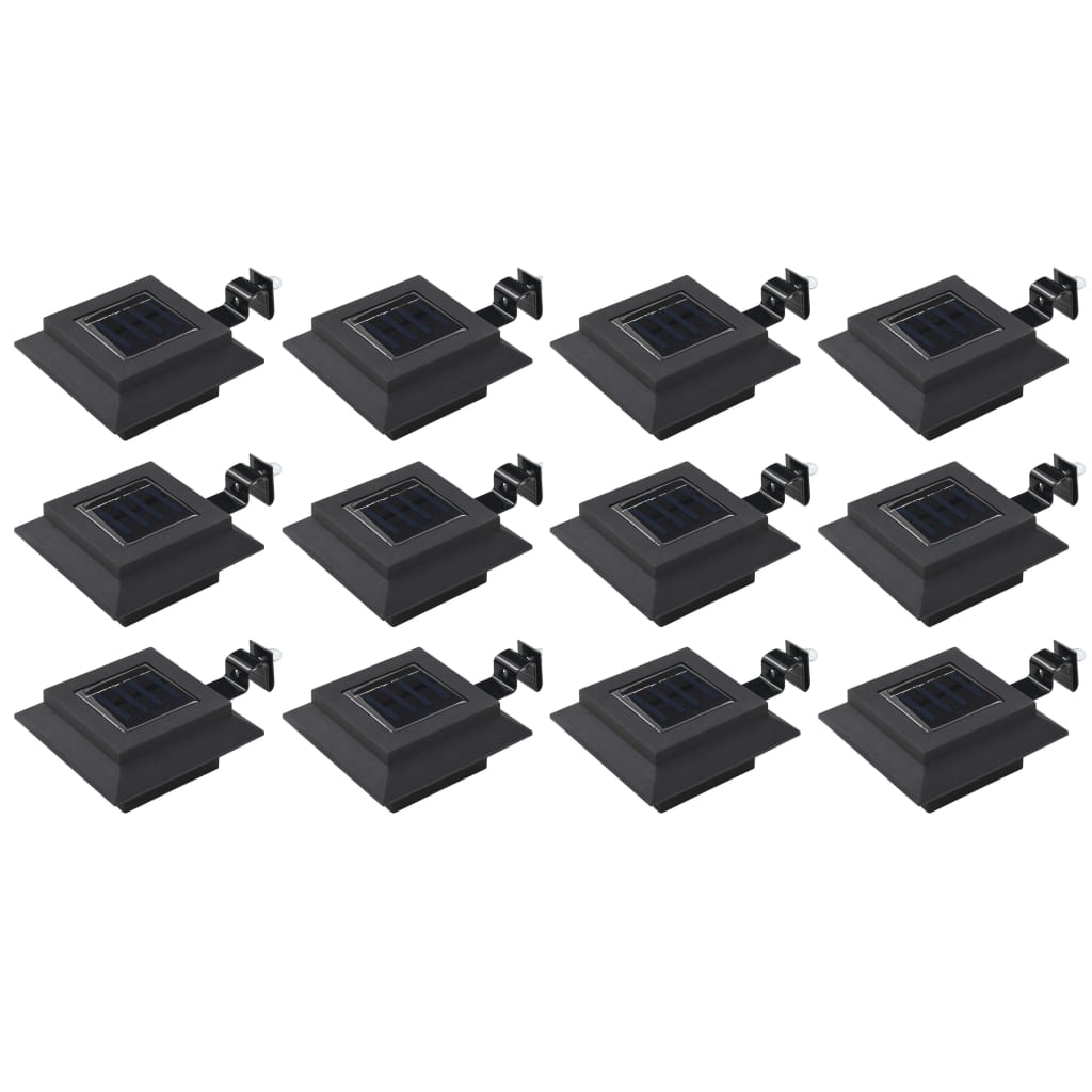 Vetonek Lámparas solares cuadradas de exterior negras 12 uds LED 12 cm