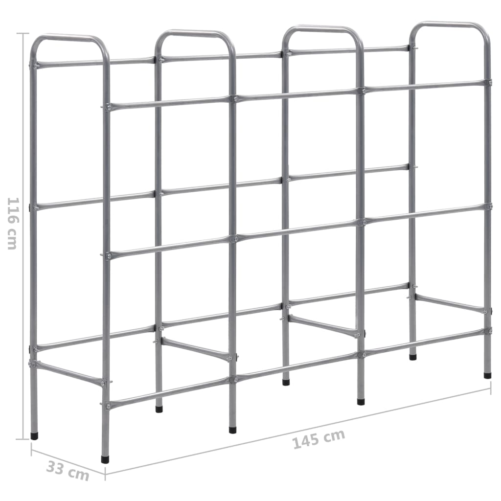 Storage shelf for 9 boxes silver steel 145x33x116 cm